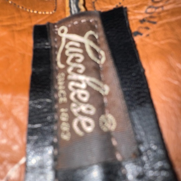 Lucchese Black Heeled Boots with Western Stitching - Picture 6 of 7